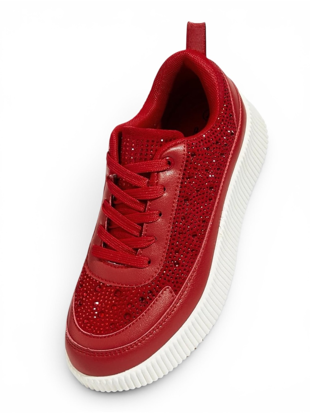 Lucky Step Women Sneakers Size 8.5 Red Rhinestone Platform Lace Up Vegan NWT - Picture 4 of 13